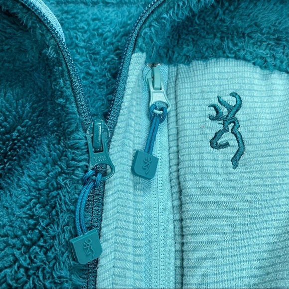 Browning Rare Pile Fleece Zip Jacket Teal Green - Picture 6 of 9